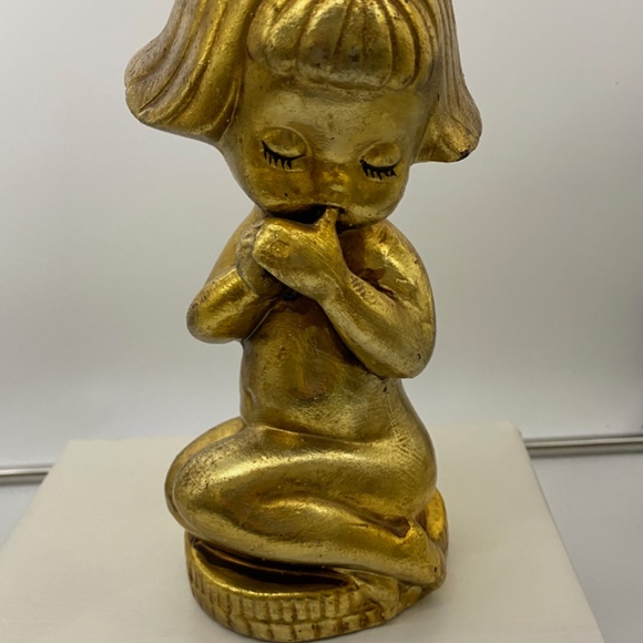 Rare Vintage Gold Finish Little Girl Figurine Piggy Bank - Picture 16 of 16